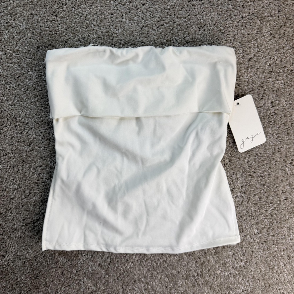 Gaze Tank Top Womens XS White Off Shoulder Tube Strapless Stretch Basic